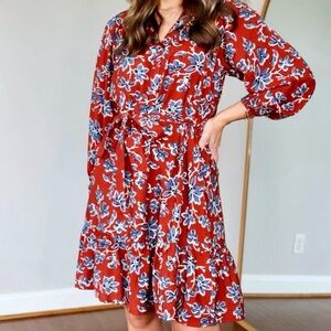 NWT - Sonoma Red & Blue Floral Woman’s Dress